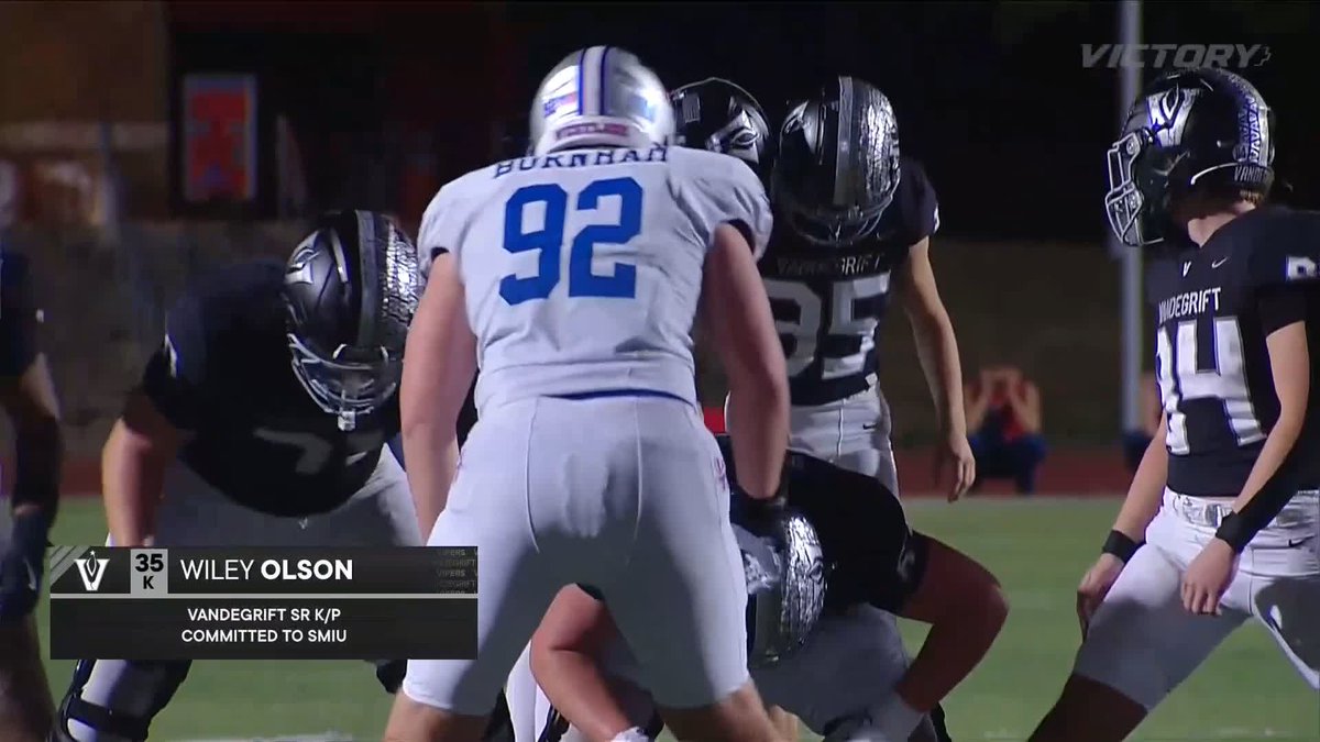 THE DEFENDING STATE CHAMPS SURVIVE ๐ฑ Vandegrift kicker and SMU Football commit Wiley Olson drills a game-winning field goal as time expires to take down Austin Westlake.