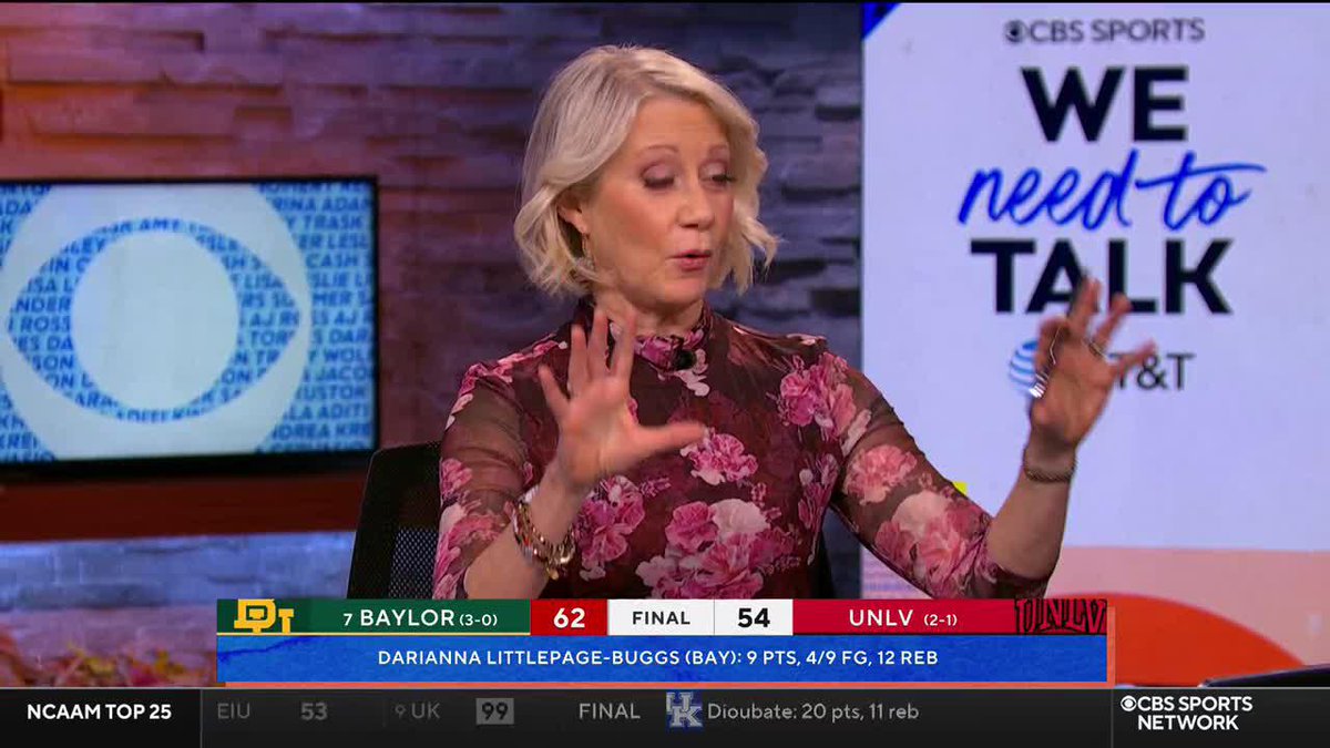 "UNLV was held to 5 points in the 4th quarter." — .Andrea Kremer praises Baylor Women's Basketball's stellar defense