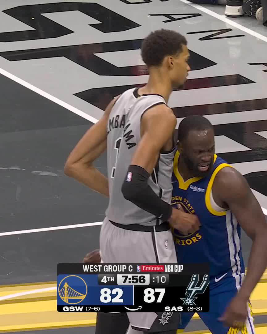 Wemby qui se fait chauffer par Draymond Green, et ça répond SUR LE TERRAIN 😤😤😤 LE SLAM SUR SA TÊTE ! #NBAonPrime