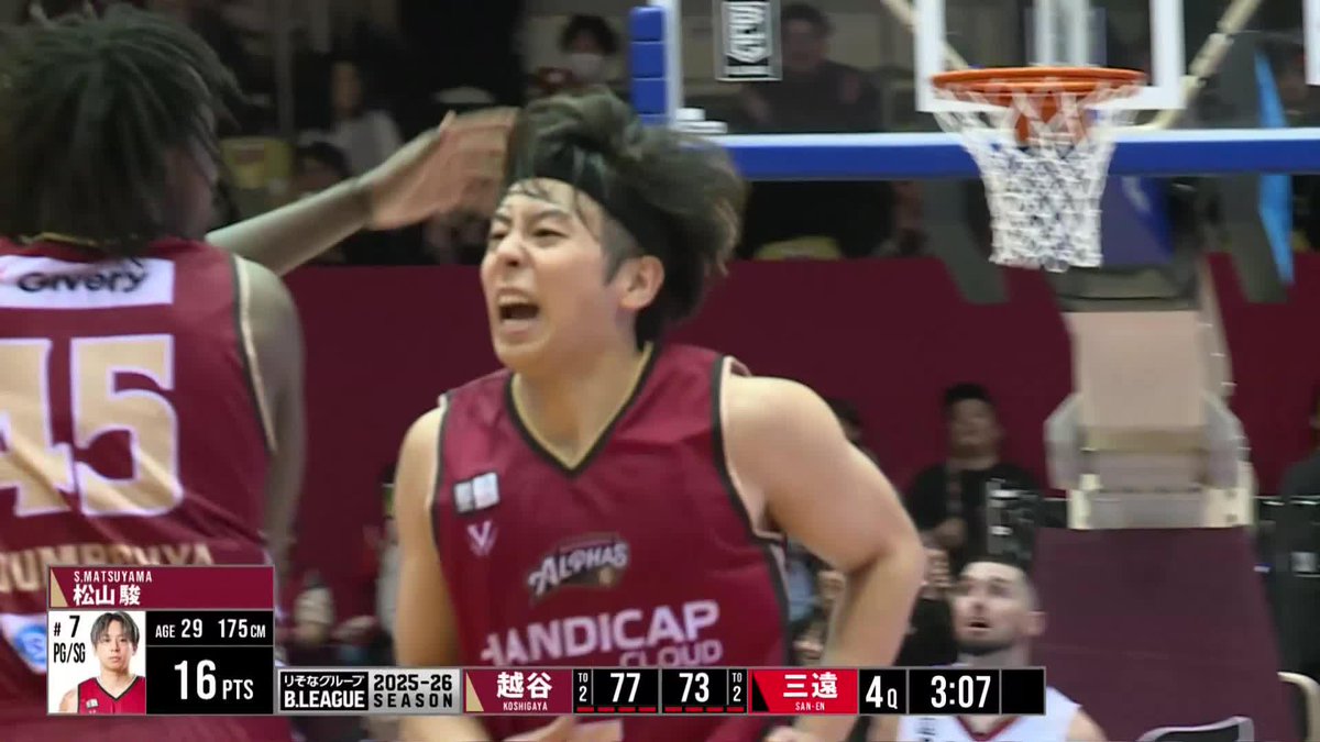 大きすぎる一本☄️ 越谷#7 松山が点差を広げる!! 松山駿(Shun Matsuyama) 越谷アルファーズ 📡バスケットLIVEで生配信中 #Bリーグ #りそなグループ