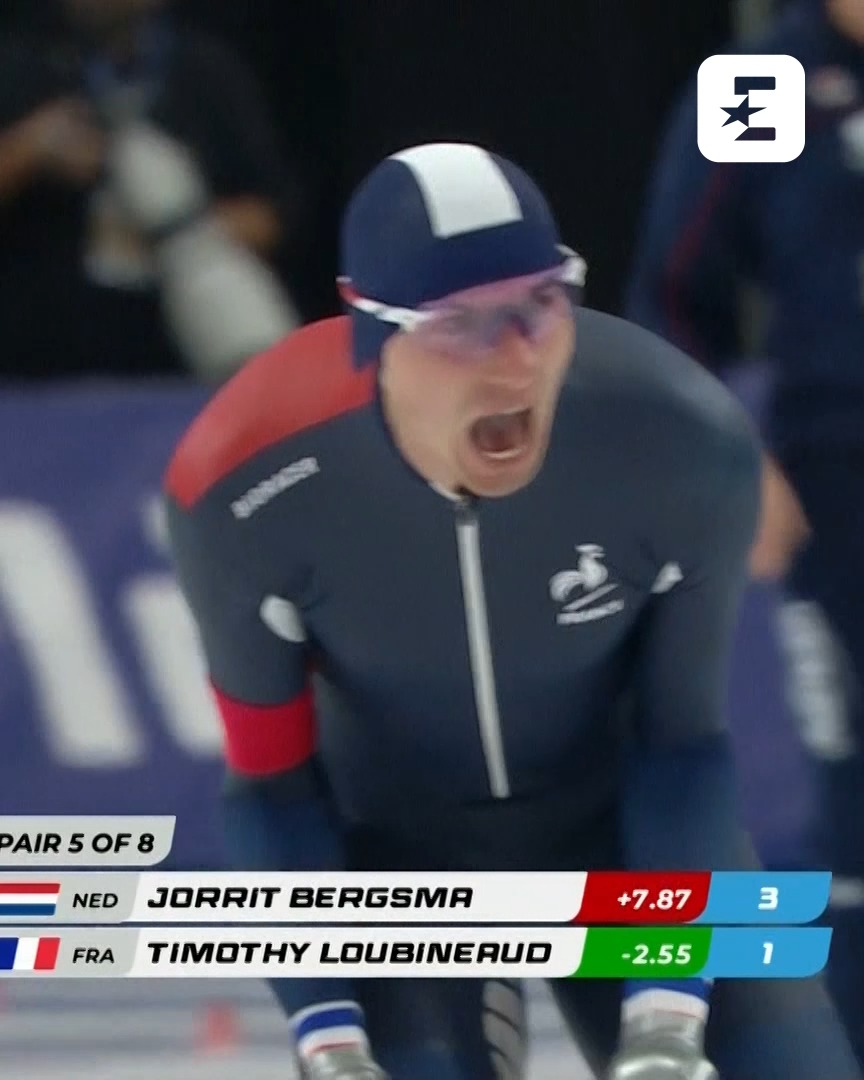 🇫🇷 Magnifique performance de Timothy Loubineaud ! Le Français a battu le record du monde du 5000 mètres (6'00"23) lors de la première étape de la Coupe du monde de patinage de vitesse, vendredi soir à Salt Lake City