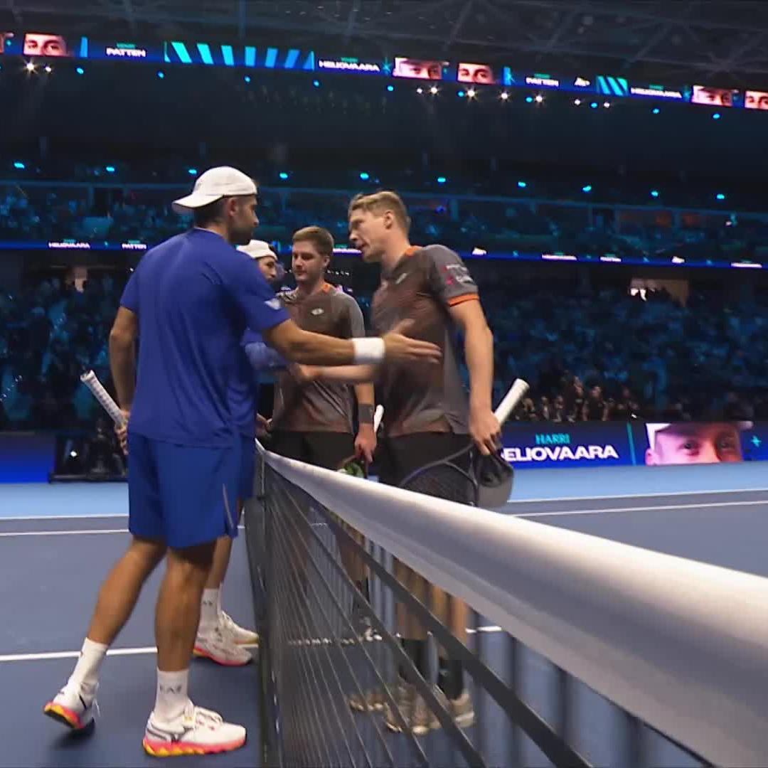 First Finalists: CONFIRMED ✅ Heliovaara & Patten defeat the Italian pair 6-4 6-3 to reach their first #NittoATPFinals final!