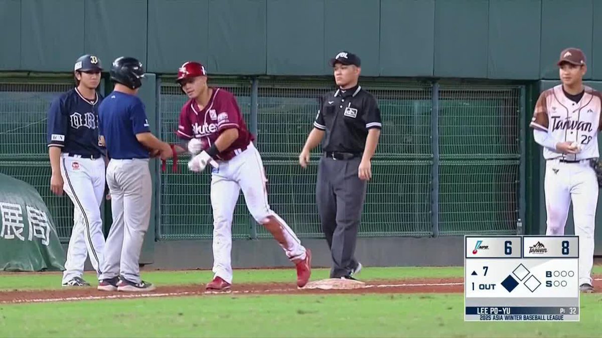 故郷に錦を飾る 🇹🇼台湾出身🇹🇼 明秀日立高からBC茨城を経て楽天へ 陽柏翔 タイムリー3ベース 🇹🇼アジア・ウインターリーグ・ベースボール 🆚台湾マウンテンズ×NPB 📺️#DAZN LIVE配信中 #冬が僕を強くする #AWB #RakutenEagles #だったらDAZN