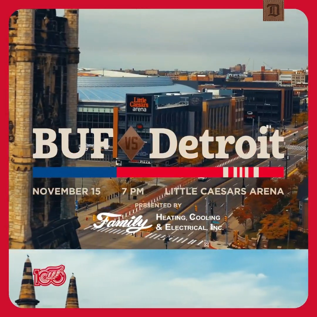 Saturday night vs. Buffalo. 🏒 7:00 P.M. 📺 FanDuel Sports Network Detroit 📻 97.1 The Ticket: 🎟️ 🤝 @familycooling