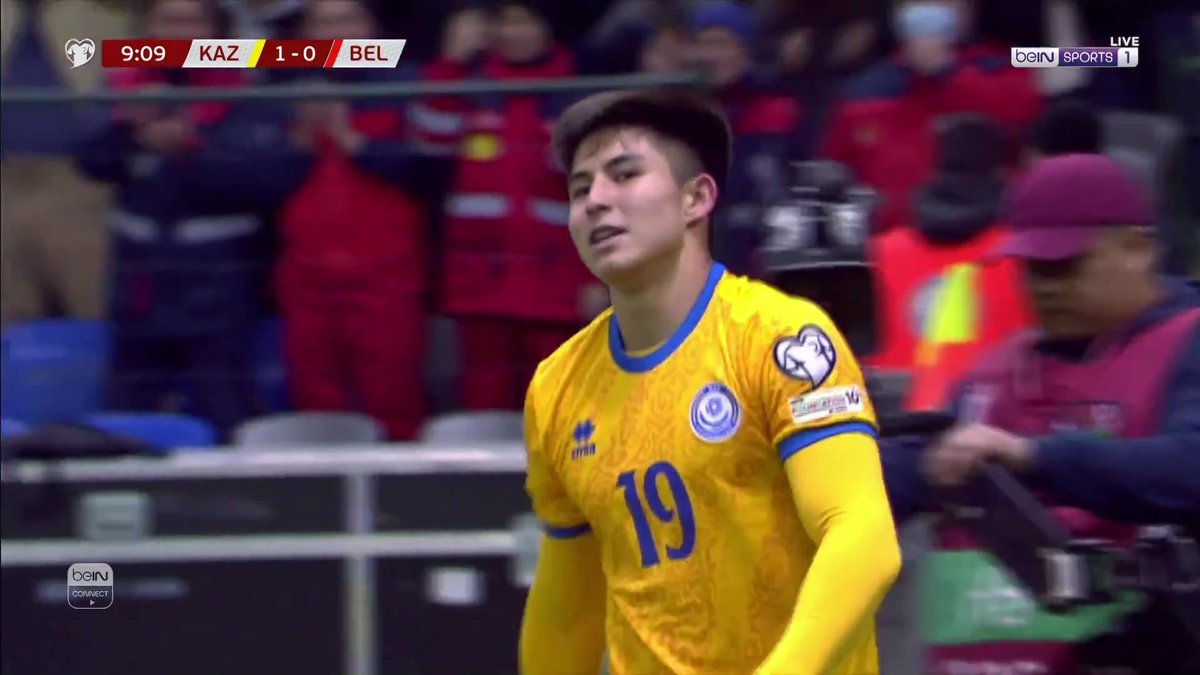 ⚽️🔥 المهاجم الواعد ساتباييف بمجهود فردي رائع يباغت منتخب بلجيكا ويحرز هدف التقدم لكازخستان #الطريق_إلى_كأس_العالم2026 | #تصفيات_كأس_العالم #FIFAWorldCup2026 | #EuropeanQualifiers