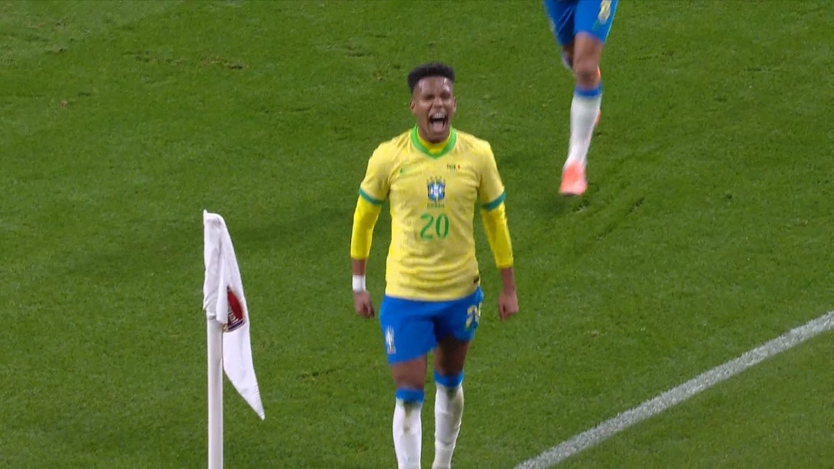 Estêvão opens the scoring for Brazil! 🇧🇷 The 18-year-old Chelsea star fires it past Mendy to give his country the lead 🔥