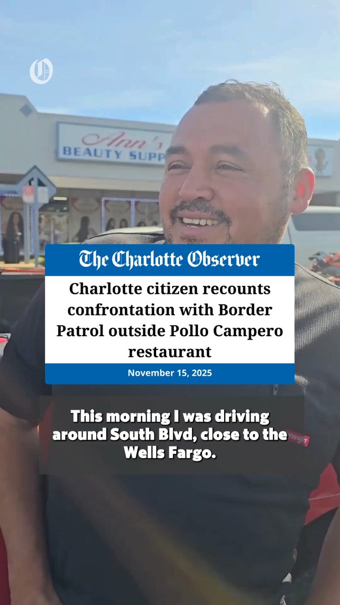 Willy Aceituno said agents broke a window of his pickup outside the Pollo Campero restaurant in Charlotte on Saturday. Aceituno said he has been a U.S. citizen for about six years. 🔗: