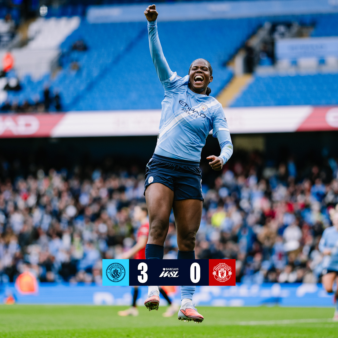 A sensational performance from the team 🩵 Highlights from our 3-0 win against United at the Etihad Stadium 👇