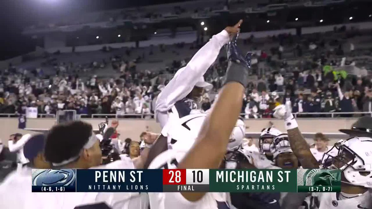 Terry Smith walked into the interim head coach spot to face Iowa at night, No. 1 Ohio State and No. 2 Indiana. His guys have fought under him and today Penn State won. The celebration postgame indicated how much the players care for him.