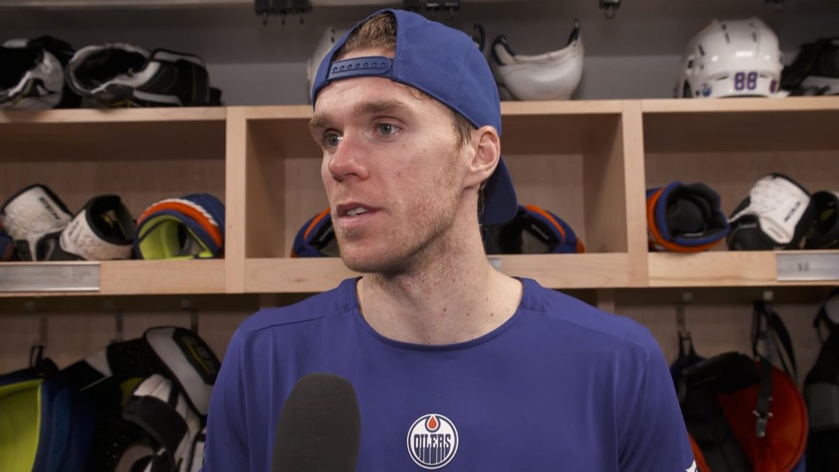 "Found a way to win a game." After scoring twice tonight, Connor McDavid shares his thoughts on the #Oilers OT win in Carolina. Enterprise | #LetsGoOilers