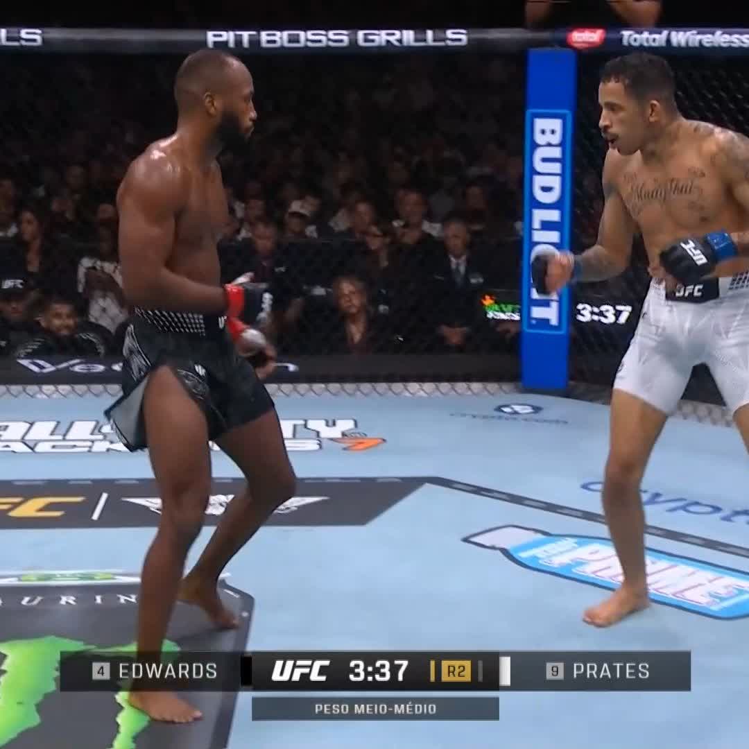O nocaute de 🇧🇷 Carlos Prates sobre 🏴󠁧󠁢󠁥󠁮󠁧󠁿 Leon Edwards no UFC 322, agora há pouco, em Nova York. #UFC #UFCBR #UFC322