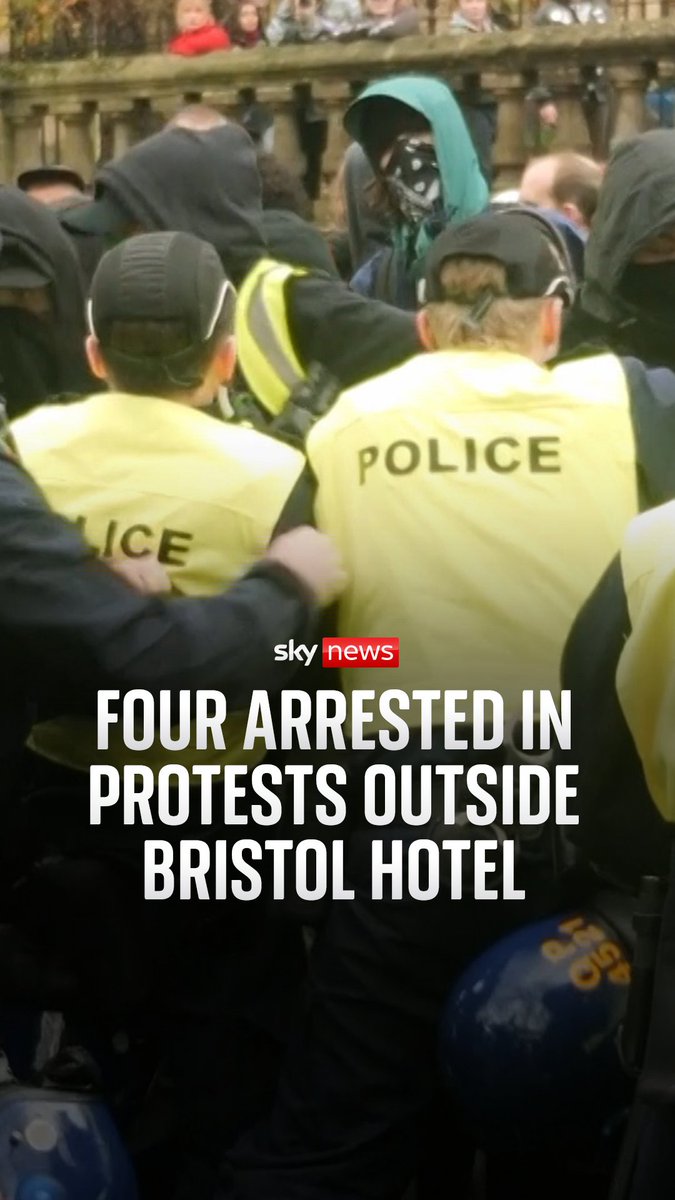 Four people have been arrested after police officers were assaulted during protests outside a hotel housing asylum seekers in Bristol. Read more UK news: