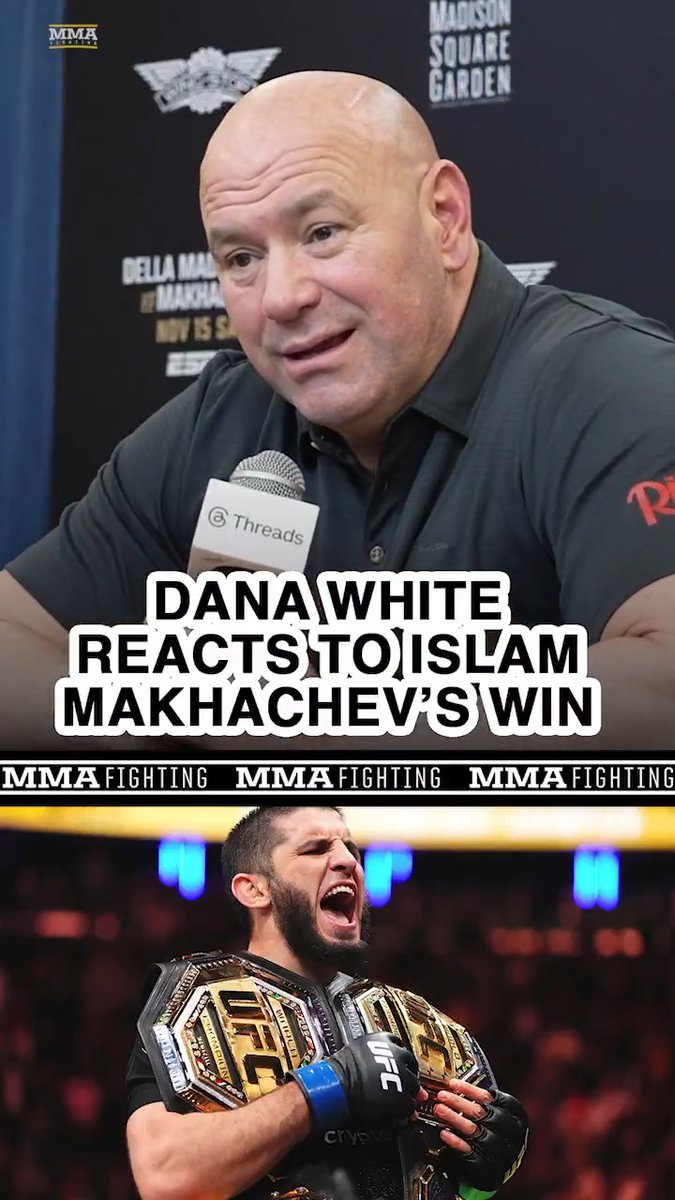 Dana White gives his immediate reaction to Islam Makhachev's dominant win at #UFC323: "This guy is heading towards GOAT talk."