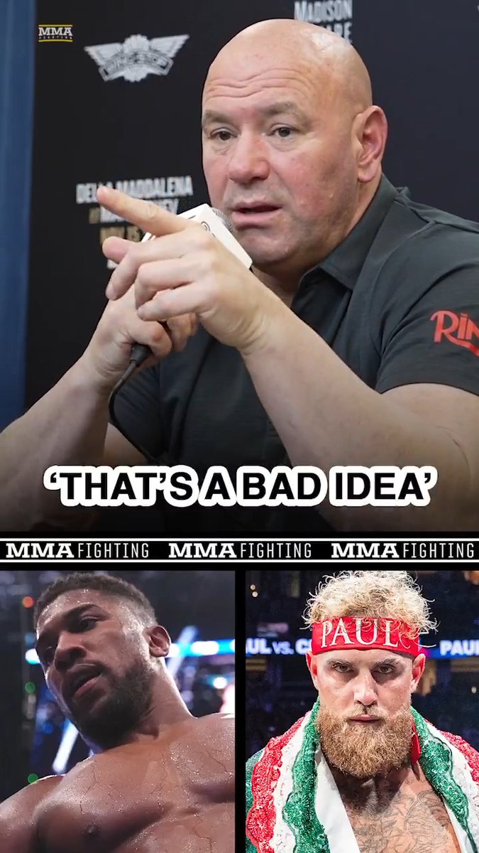 Dana White says that Jake Paul fighting Anthony Joshua is a "bad idea" backstage at #UFC322: "You know what everybody is tuning in for on that one. Everybody is getting what they've finally been waiting for."