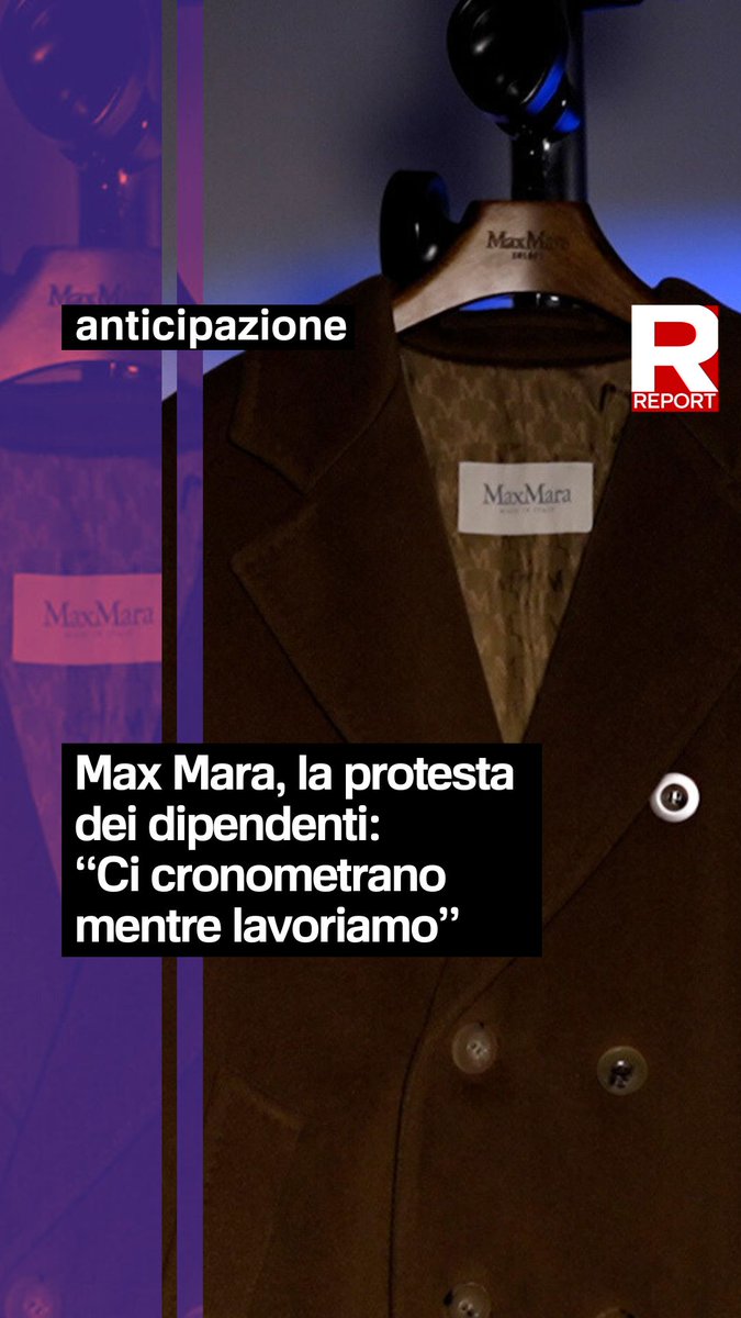 Manifattura di San Maurizio è uno dei principali siti produttivi di Max Mara. A maggio i dipendenti dello stabilimento hanno organizzato il primo sciopero dagli anni Ottanta per denunciare condizioni di lavoro ritenute non dignitose. Ne parliamo questa sera dalle 20.30 su #Rai3