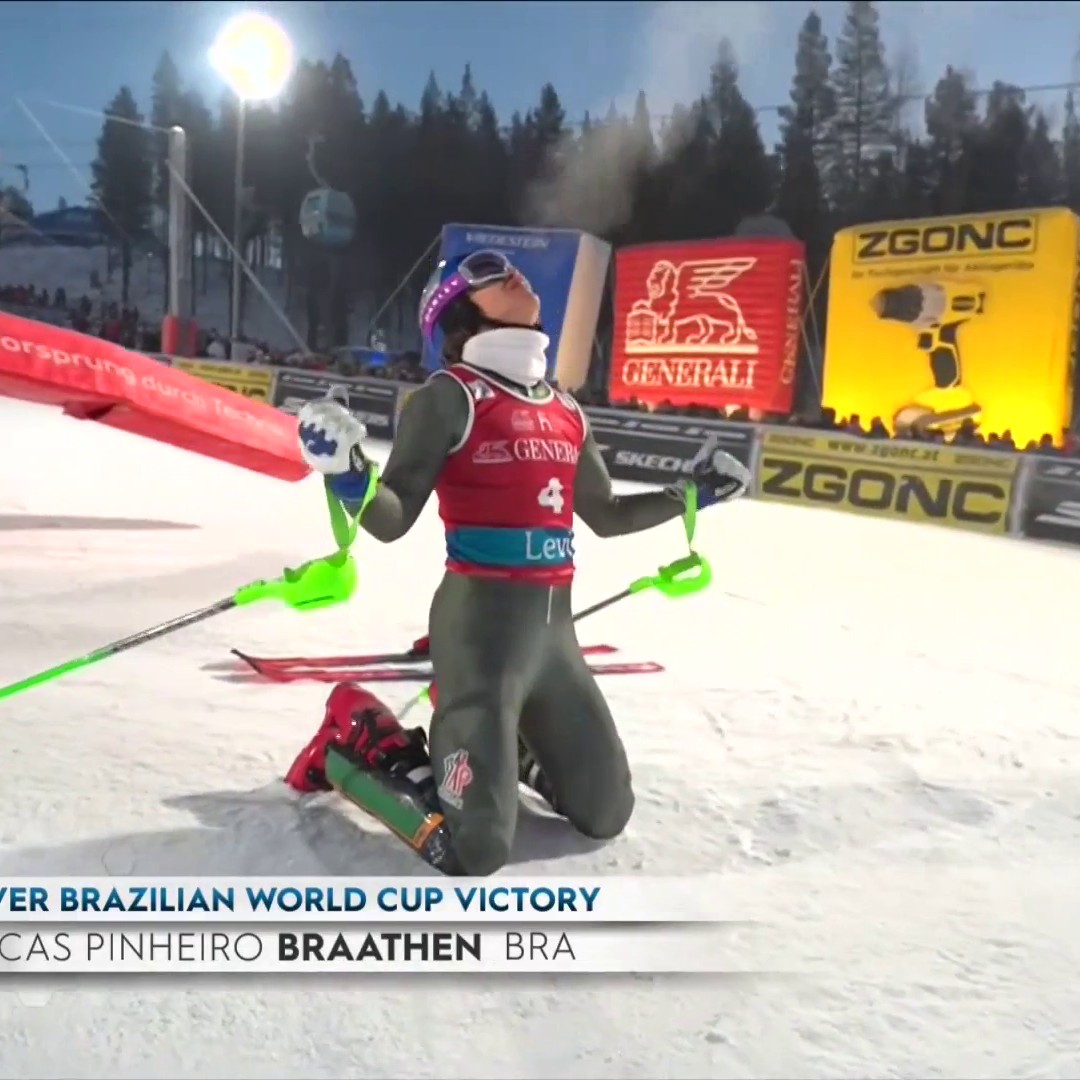Lucas Pinheiro Braathen earns Brazil their first ever World Cup win! 🇧🇷 Look at what it means ❤️