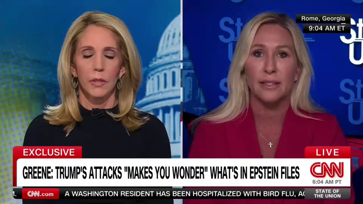 🇺🇸 REP. MTG: “WHY FIGHTING THE EPSTEIN FILES IS SO HARD?” "The women [Epstein's victims] themselves that I have talked to have over and over again said that Trump did nothing wrong. Quite a few of them even told me they voted for him. And those are the women I would like to see in the Oval Office with support. I would like to see all of the women there with support. I have no idea what's in the files. I can't even guess, but that is the question everyone is asking is why fight this so hard?" Source: RedWave Press, Marjorie Taylor Greene 🇺🇸, @RepMTG, CNN