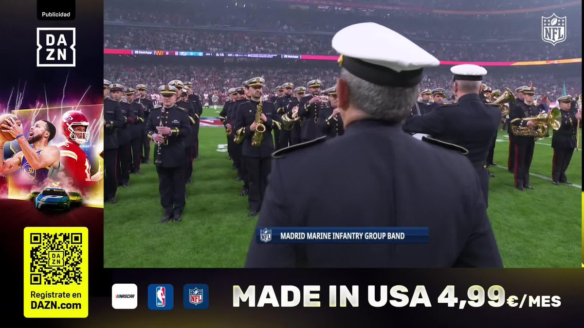 La NFL. El himno de España 🇪🇸 Un momento inolvidable en el Bernabéu 🏟️ #NFLenDAZN 🏈