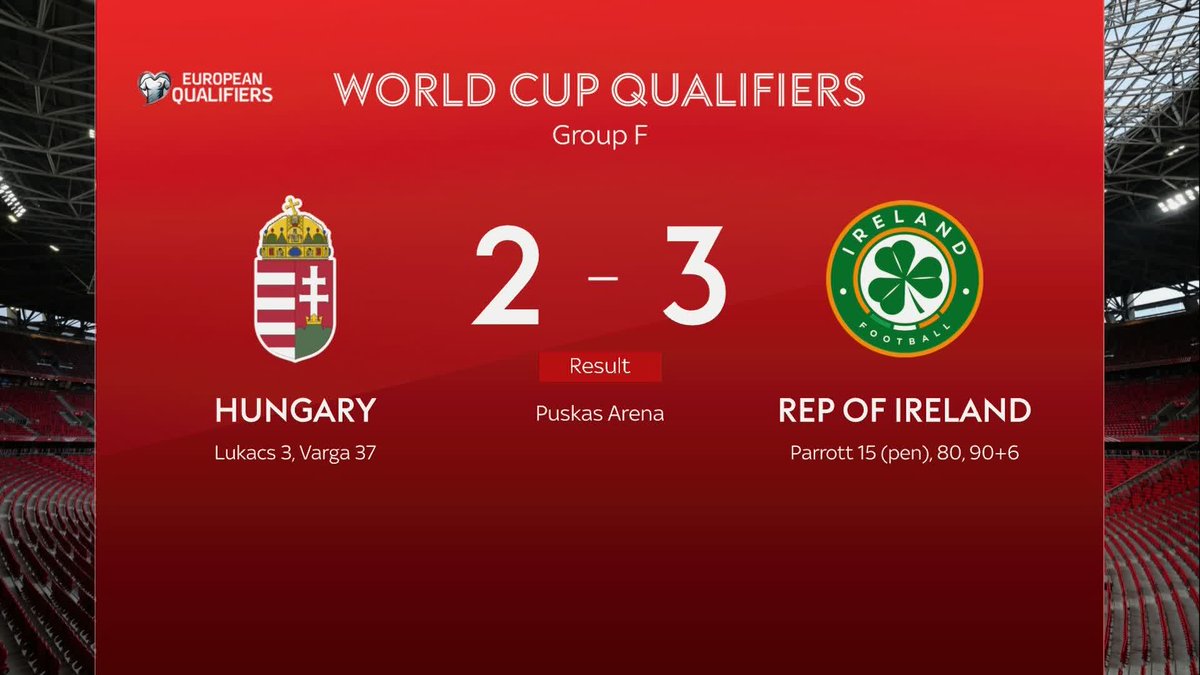 Troy Parrott completes his hat-trick with a dramatic 96th-minute winner to send Republic of Ireland to the World Cup play-offs after a 3-2 win in Hungary 🇮🇪🚨