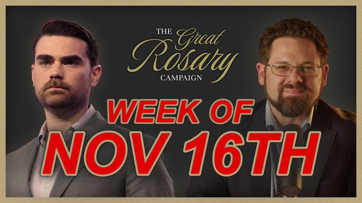 For this week's Great Rosary Campaign, we are praying for the conversion of @BenShapiro to the Catholic Faith. Perhaps it seems impossible, but nothing is impossible for God. The suggested penance is a 24 hour water fast (adjusted for your state in life). Let us pray!