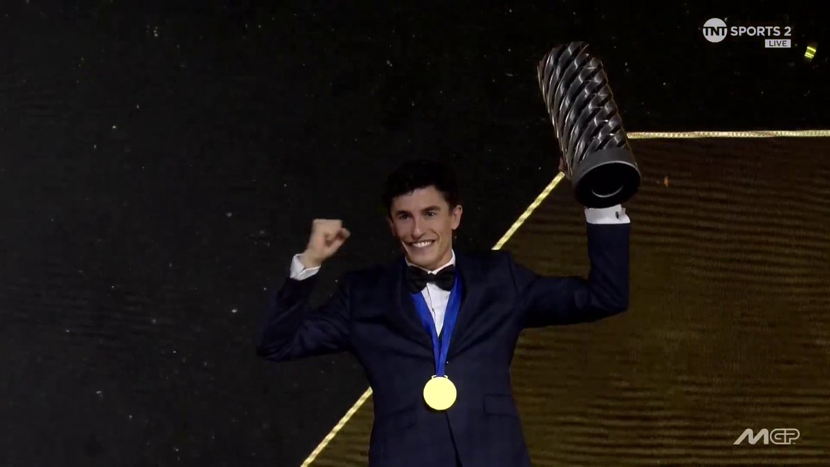 Marc Marquez lifts the Tower of Champions ๐ #MotoGP | #MotoGPAwards25 | Live on TNT Sports and Discovery+