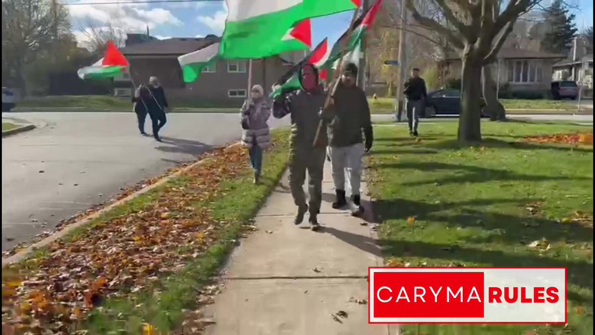 Everyone in the world needs to see what’s happening in Canada today. Masked thugs walk through a predominately Jewish neighbourhood — the leader dressed up like Hamas spokesman Abu Obaida. This is a horrifying sign of what’s to come. Jews in this country are under attack.