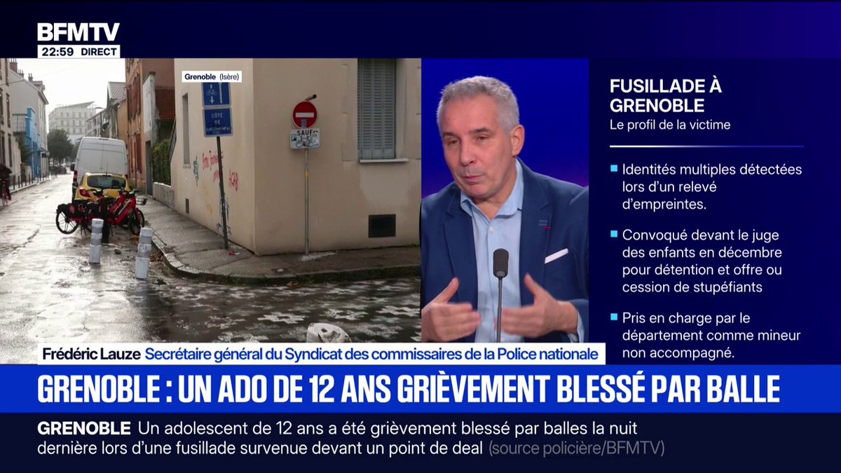 Adolescent de 12 ans blessé par balle à Grenoble: "C'est un phénomène qui monte en puissance", observe Frédéric Lauze, secrétaire général du syndicat des commissaires de la police nationale