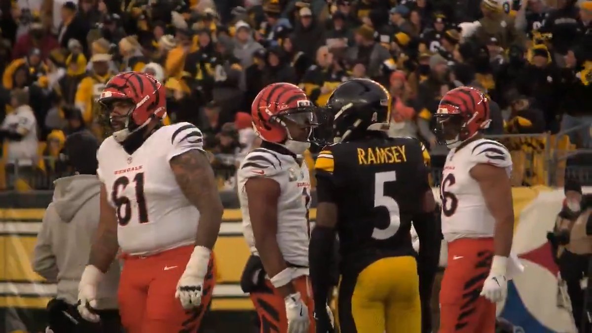 A new video appears to show Ja'Marr Chase spitting at Jalen Ramsey prior to Ramsey's punch and ejection (via @Austin_Briski, FOX19 NOW)