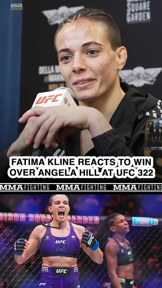 Fatima Kline knows she'll eventually have to fight a young up-and-coming fighter like Angela Hill did at #UFC322: "I can't wait for moments like that. I always look ahead and go, 'I hope I fight someone like me one day so I can have a taste of my own medicine.'"