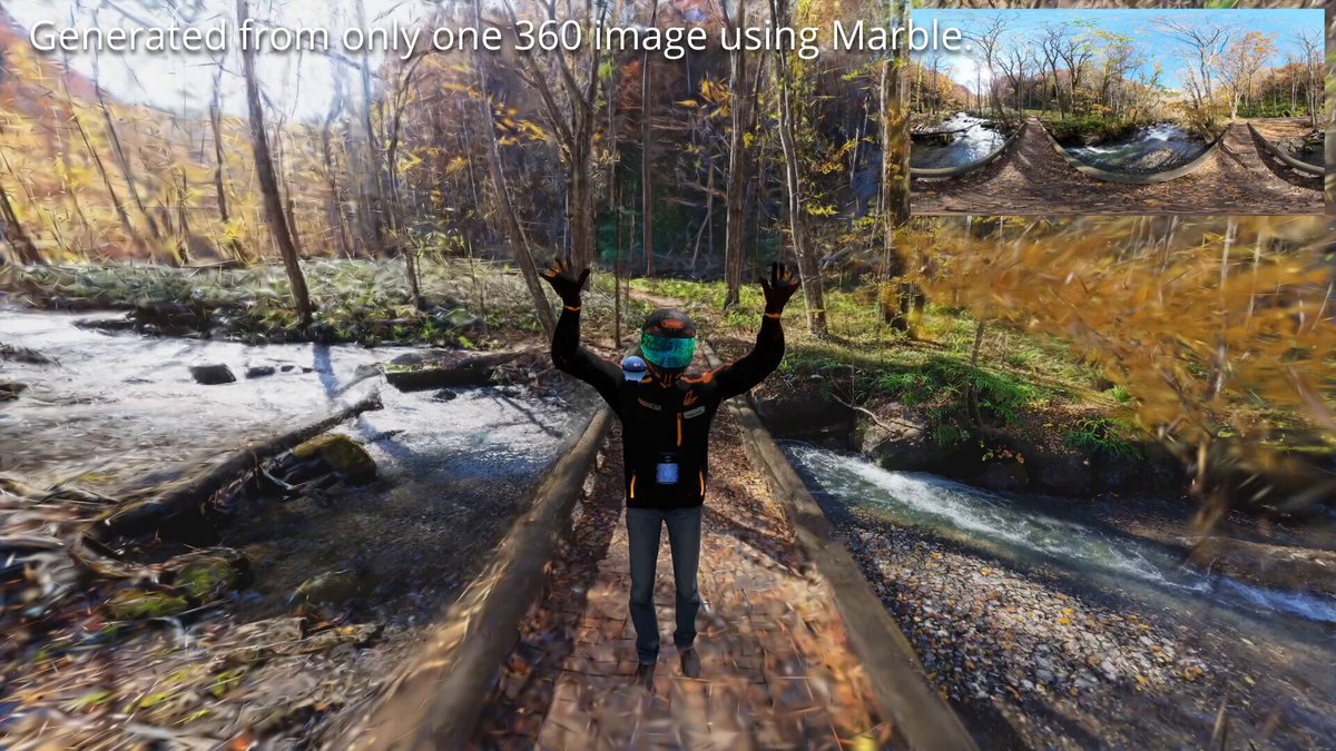 一枚の360度エクイレクタングラー画像からMarbleでGaussian Splattingを生成、それを自作ツールを介してVRChatに持ってきて中へ入ってみた。200万splats,ワールドサイズ38MB。360カメラ１ショットからこれが作れるようになってしまった。。。Amazing...World Labs