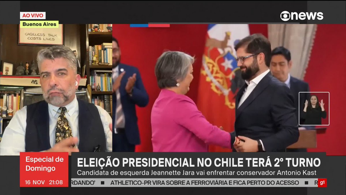 O novo presidente do Chile será decidido em segundo turno, e estão na disputa a candidata da esquerda, Jeannette Jara, e o ultraconservador José Antonio Kast. Saiba mais. ➡ Assista na #GloboNewsMais: