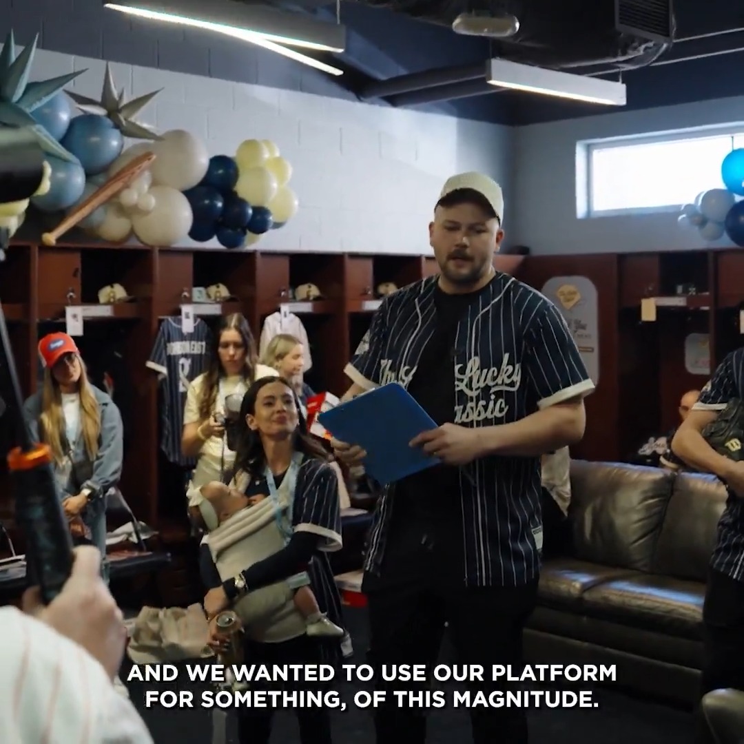🗣️ Opening remarks from Jake Burger for the inaugural Lucky Classic Charity Softball Game! MLB All-Stars, musicians and celebrities gathered in Nashville on Sunday to support The Burger Family Foundation as they continue to spread awareness and celebrate Down syndrome.
