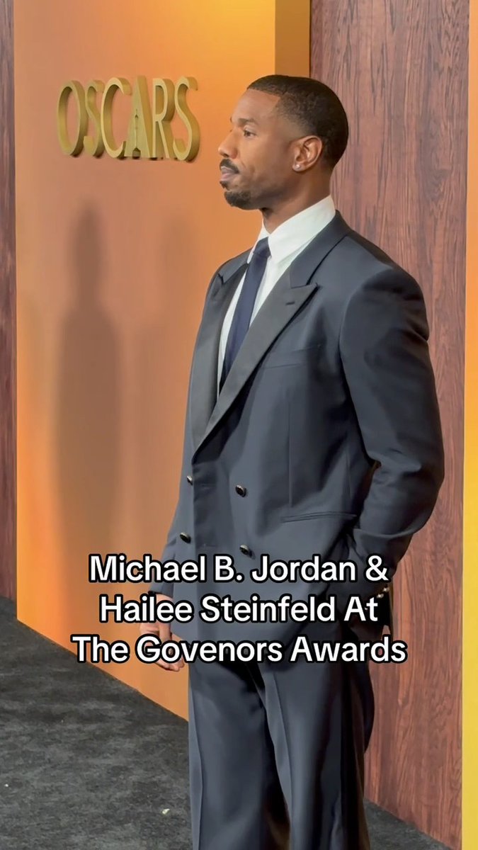 #Sinners stars Michael B. Jordan and Hailee Steinfeld at the Governors Awards.