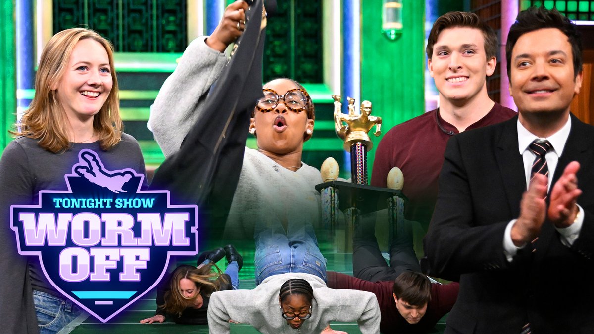 Audience members go head-to-head in the Tonight Show Worm Off! 🪱 #FallonTonight