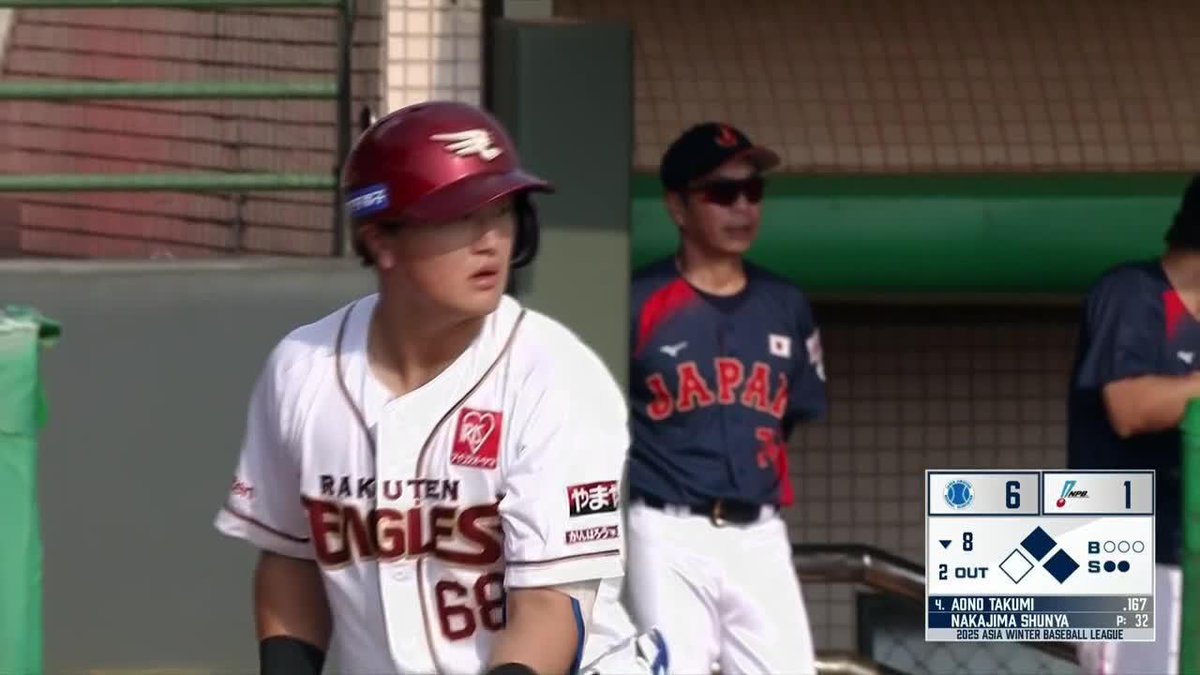 飛躍の予感 高卒2年目20歳の青野拓海 今日2本目のタイムリー! 🇹🇼アジア・ウインターリーグ・ベースボール 🆚JABA×NPB 📺#DAZN LIVE配信中 #冬が僕を強くする #AWB #RakutenEagles #だったらDAZN