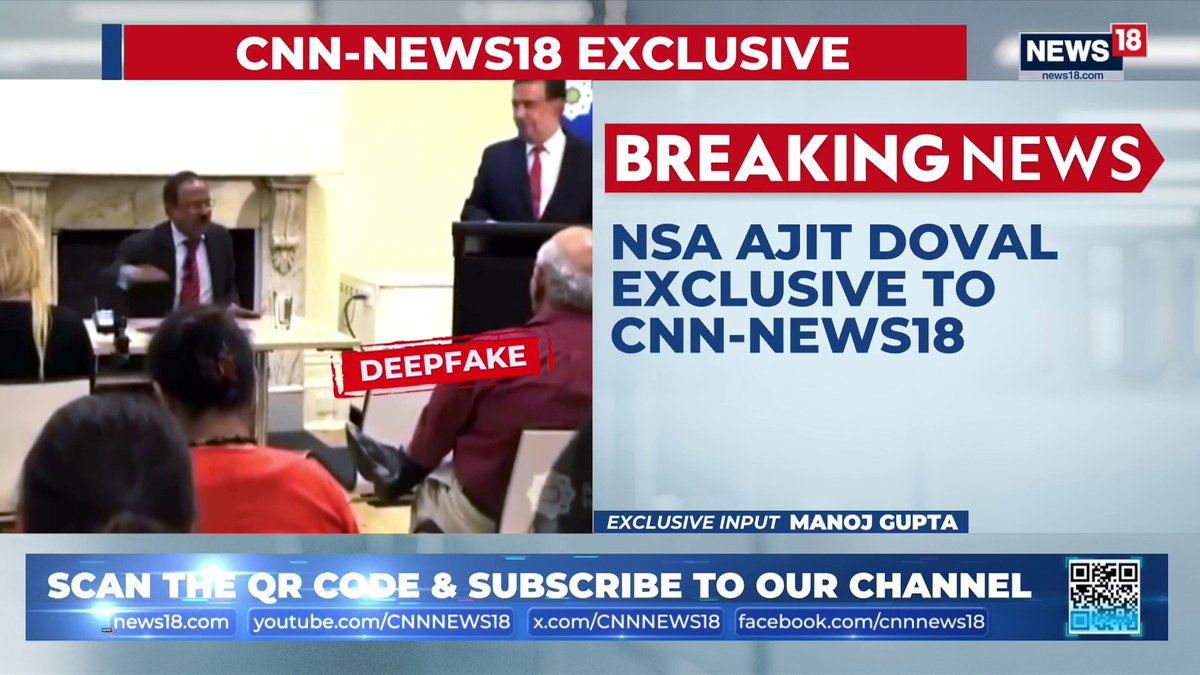 #BreakingNews | CNN News18 #Exclusive by Manoj Gupta | "Never claimed more Hindus attracked to #ISIS than Muslims': NSA Ajit Doval calls out Deepfake danger Maj General K K Sinha shares his views Siddhant Mishra Griha Atul