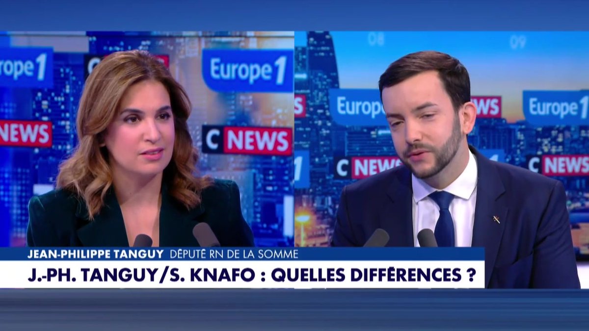 "Je vais adresser à Sarah Knafo des droits d'auteur à payer, (...) elle est peut être une 'mariniste' qui s'ignore" déclare Jean-Philippe Tanguy Ⓜ️ #LaGrandeITW #Europe1