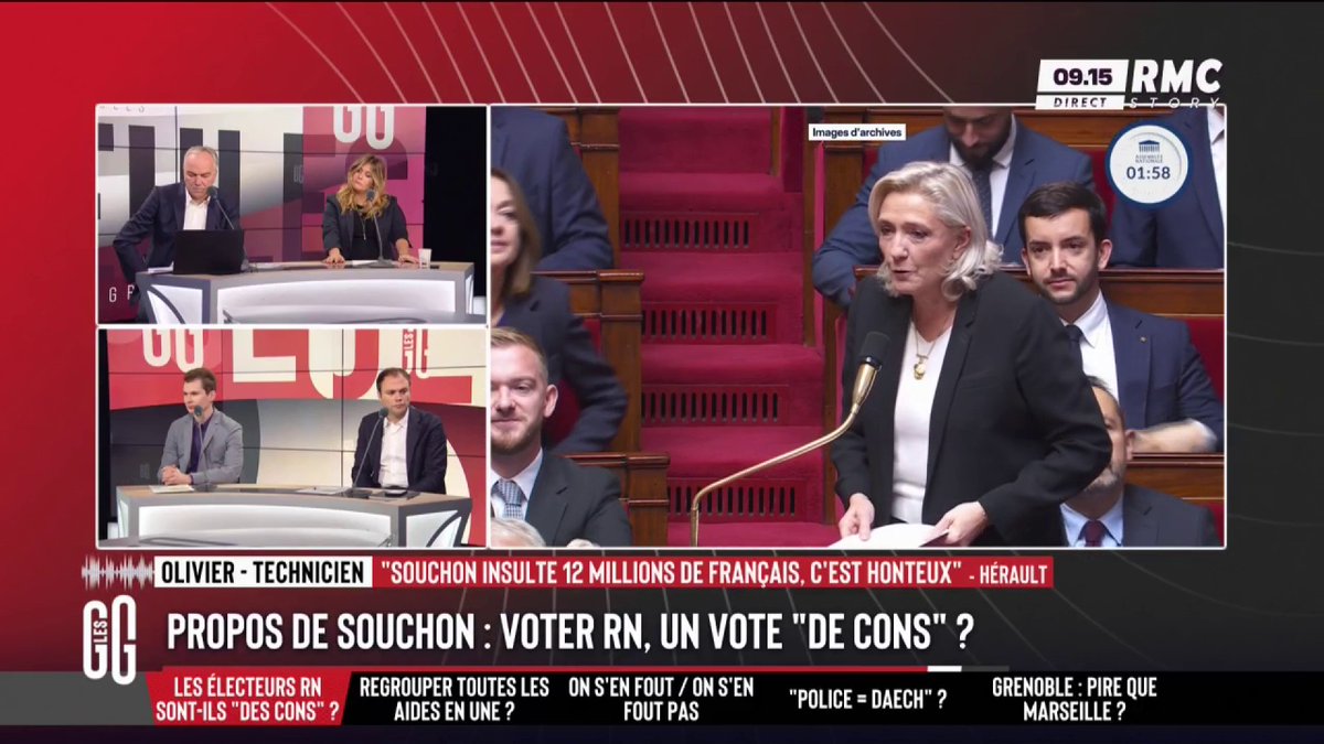 🚨 Propos de Souchon : voter RN, un vote de « cons » ? 📞 Olivier, électeur RN, au 3216 : "Je suis fatigué par ces bien-pensants. C'est pas parce qu'un artiste à 2 francs 6 sous, oublié par 90 % de la population, me traite de con, que je vais changer d'avis." #GGRMC