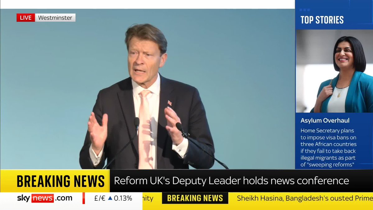 Reform UK deputy leader Richard Tice says a Reform government would "urgently bring in major reforms" to support local government finances under its Department of Government Efficiency to tackle wasteful spending 📺 Sky 501 and YouTube