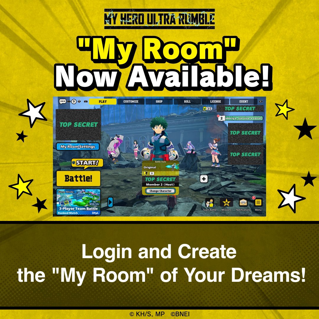 Get Ready for the "My Room" Feature! Customize your space like never before! Arrange characters, change outfits, set appeals, and choose your background! We can't wait to see your creative "My Room"! Show it off with a quote retweet! #MHUR