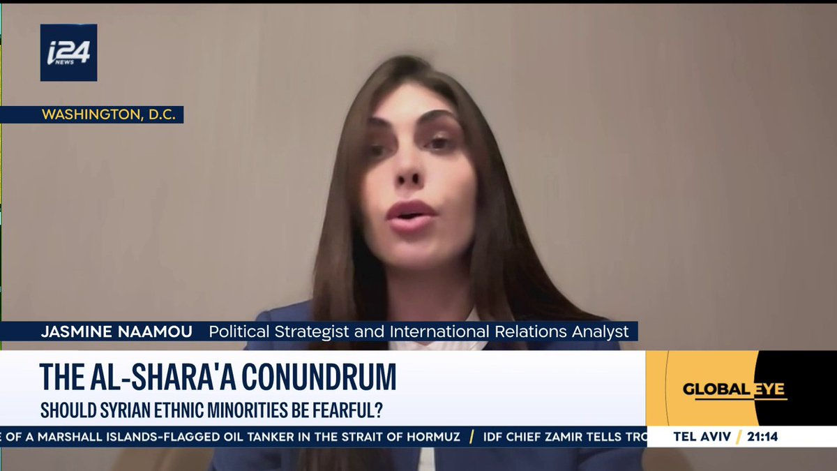 'What we are looking for is measurable progress': Political strategist and international relations analyst Jasmine Naamou breaks down whether Ahmed Al-Sharaa should be trusted on Global Eye with i24NEWS's host Ellie Hochenberg