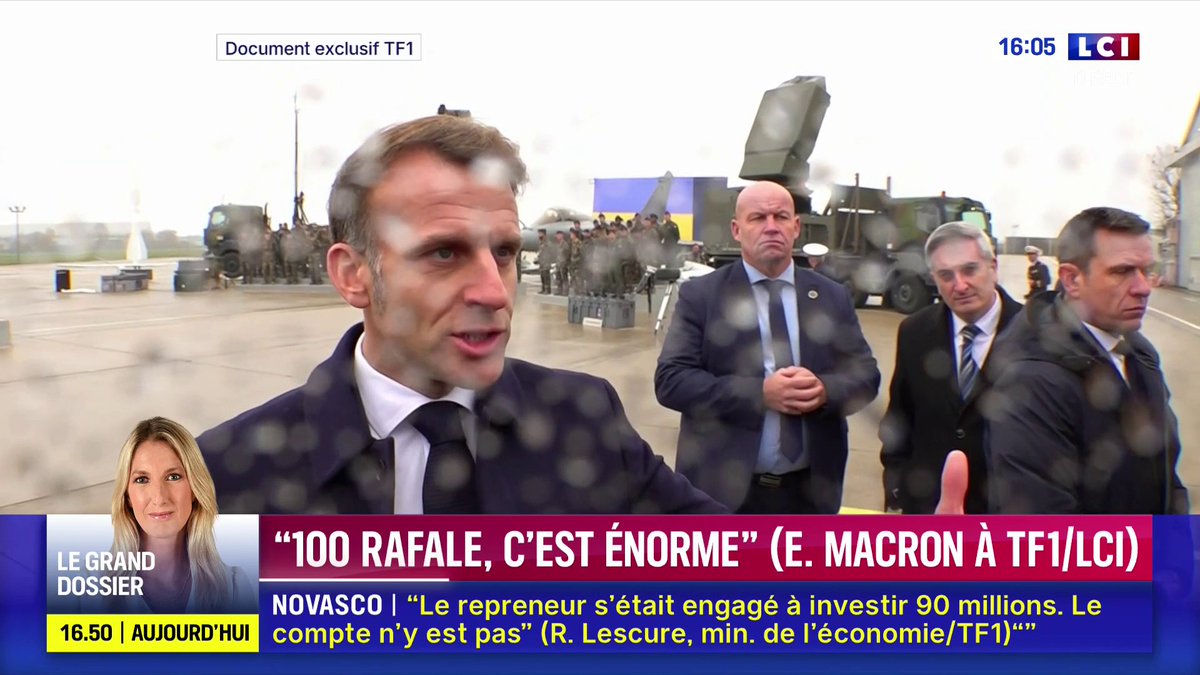 🔴 Les mots d'Emmanuel Macron en exclusivité pour TF1/LCI : "100 Rafale, c’est énorme. Mais c’est ce qu’il faut pour la régénération de l’armée ukrainienne."