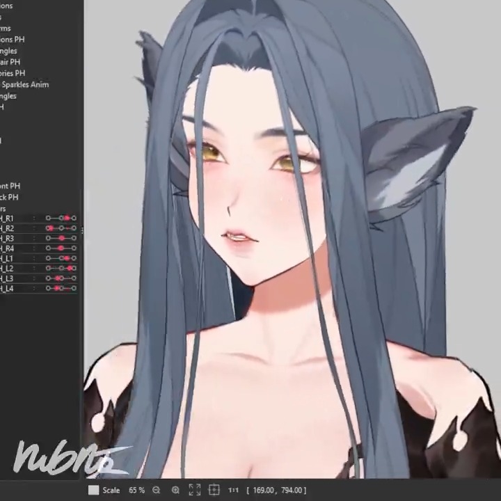 I just love her face and I'm very proud of the angles 🌕 🐺🩶 #Live2D