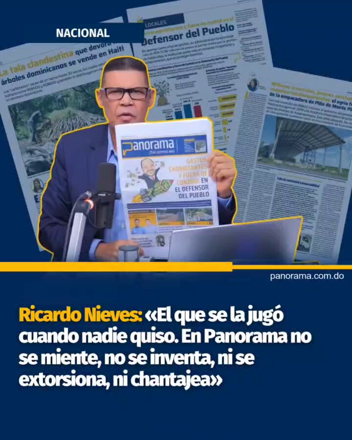 #Panorama_Nacional El periodista Ricardo Nieves resaltó este lunes la edición impresa de Panorama correspondiente al mes de noviembre, a su consideración, “el que se la jugó cuando nadie quiso”, por el trabajo investigativo y de información profesional y calificada en aras de la democracia y el desarrollo de la sociedad dominicana. Amplíe esta información en Síguenos, comenta y comparte. Panorama ¡Tal como es! #Panorama #Nacional #Actualidad #RicardoNieves #Impreso #Noviembre