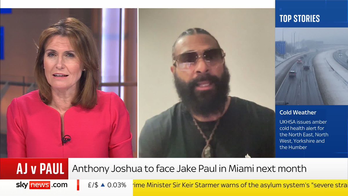 'It shouldn't go ahead': ex-world champion boxer David Haye on Anthony Joshua's fight against Jake Paul in Miami next month. Haye says there's a danger it could be Paul's 'last day on earth' given the gap in quality between the pair. 📺 Sky 501
