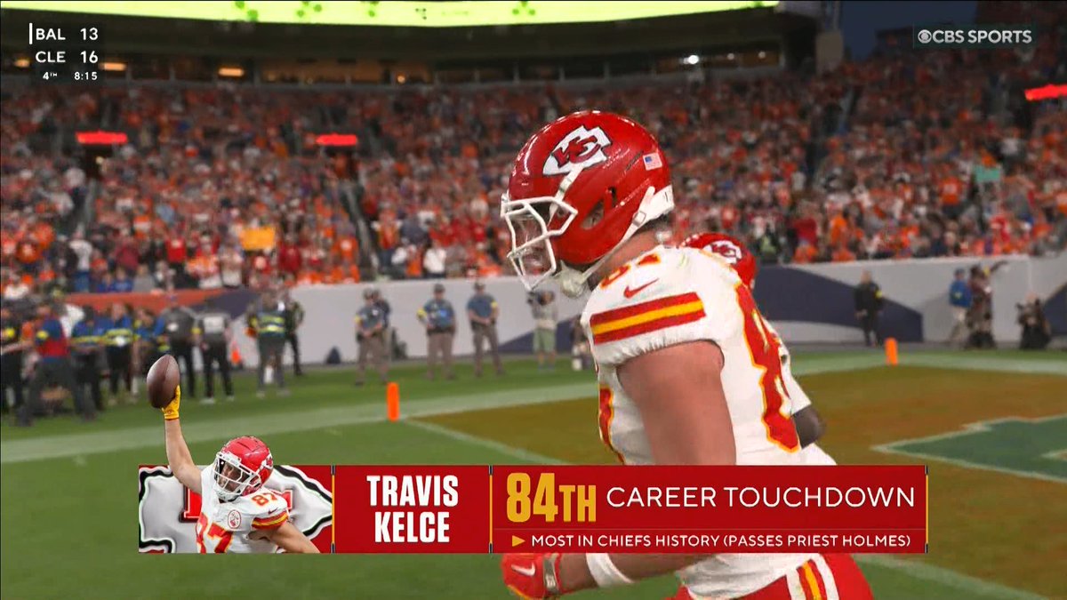 The record-breaking 84th TD of Travis Kelce's career, as called by Mitch Holthus and Danan Hughes.