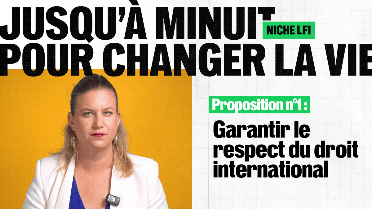 🔴⚡️ Jusqu'à minuit pour #ChangerLaVie ! Mathilde Panot présente la première proposition de notre niche parlementaire pour garantir le respect du droit international. ✅ 73% des Français sont favorables à un embargo sur les armes envoyées à Israël comme nous le proposons !