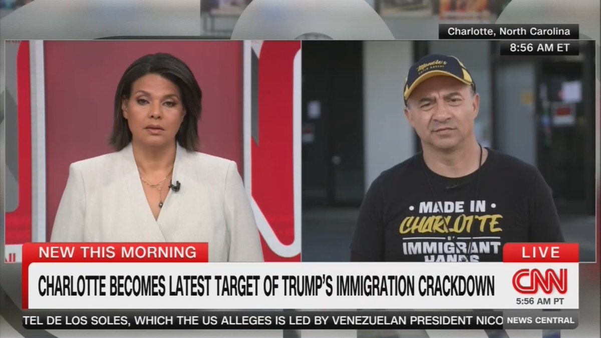 Charlotte business owner has closed his bakery and now carries around his US passport after ICE targeted pedestrians on his street: "It's the first time in 28 years that we closed the bakery... I decided not to risk my customers, my employees, myself and my family... I don't want to carry on my shoulders the heaviness of a kid to lose their father or their mother"