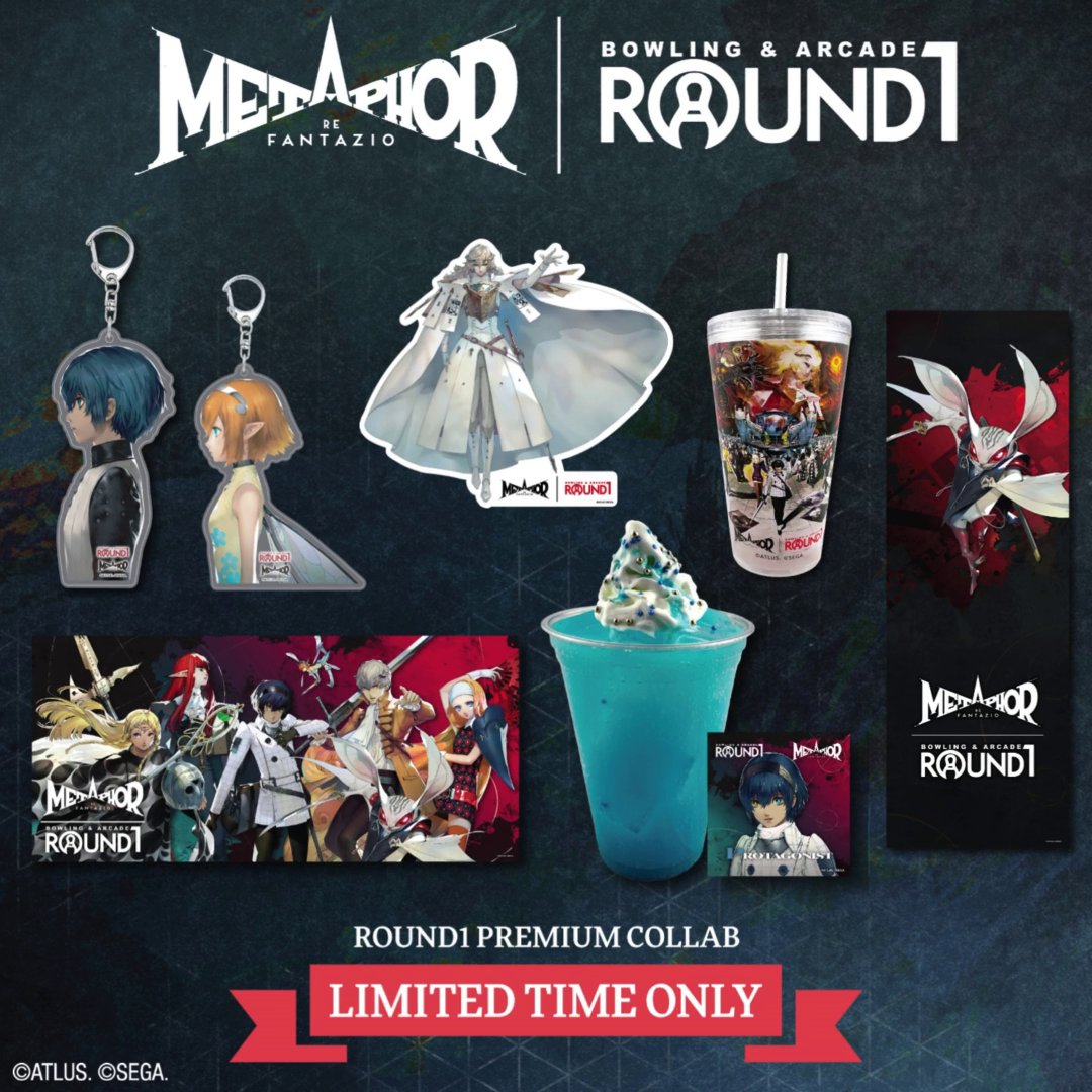 Step into the world of Metaphor: ReFantazio at Round1 Bowling & Arcade! ⚔️ Collect a limited-time game card, Protagonist & Gallica keychains, mystery coasters, and more until December 28th. Available at all U.S. locations! ➡️ #Round1USA #MetaphorReFantazio