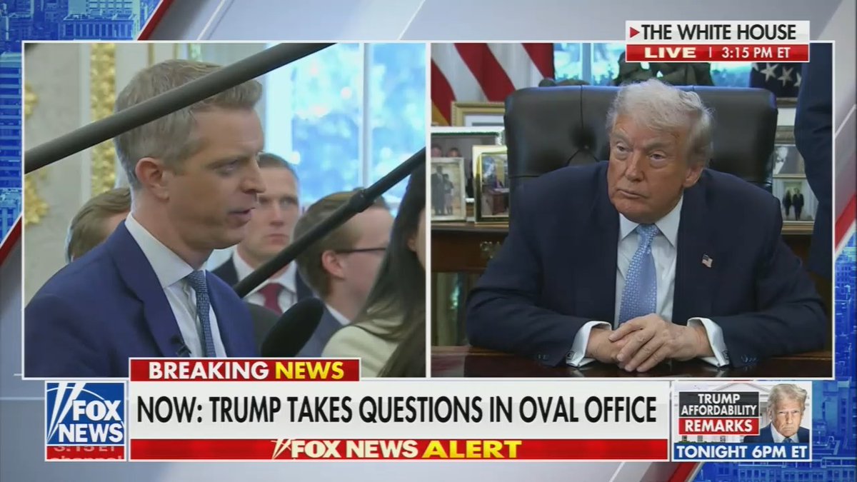 Q: I just want to be super clear on your position. Would you sign the Epstein bill if it gets to your desk? Trump: Here's what I want. We have nothing to do with Epstein. The Democrats do. All I want is for people to recognize the great job that I've done on pricing and affordability